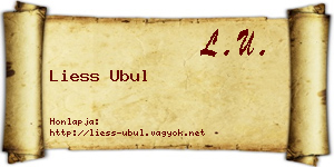 Liess Ubul névjegykártya